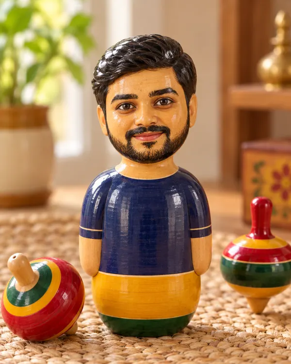 Channapatna Toy: You as a shiny lacquered wooden toy from Karnataka