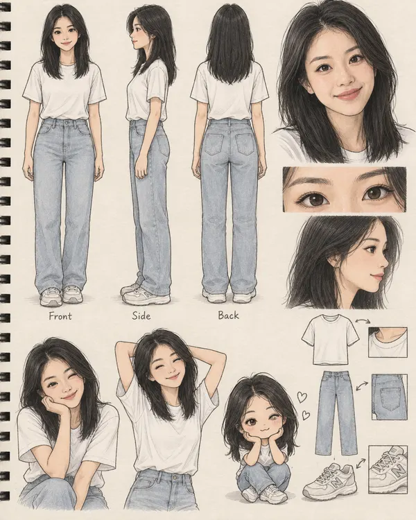 Character Design Sheet: Your own animation character sheet with poses