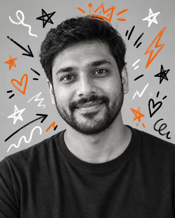 Doodle Portrait: Black and white you, with marker doodles all around