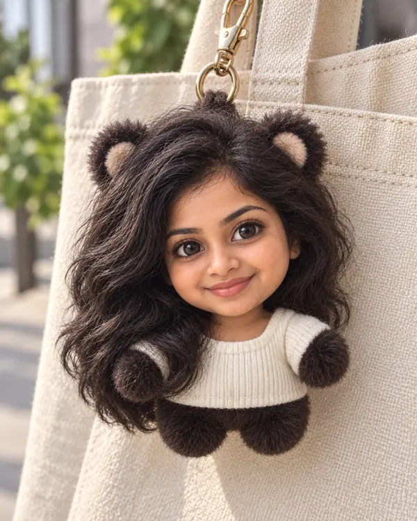 Fuzzy Bag Charm: You as a cheeky fluffy monster charm on a bag