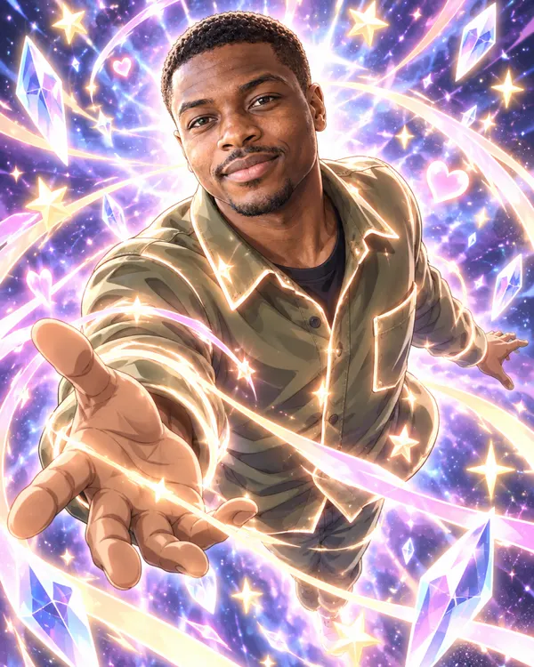 Magic Transform Scene: A magical anime transformation in ribbons of light