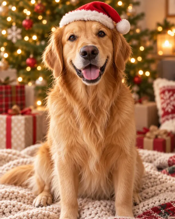 Pet in a Santa Hat