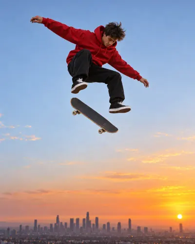 Illustration: a video of a skateboarder mid jump, ready to upload