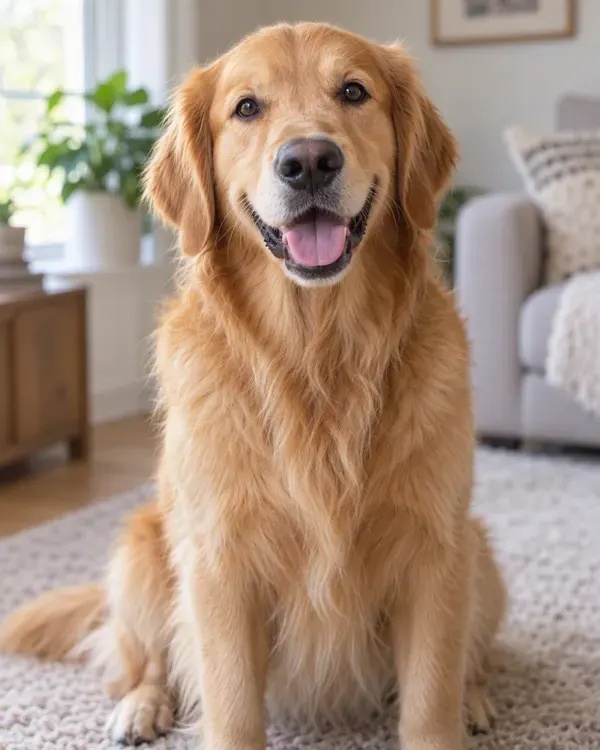 The photo this video was made from: a golden retriever