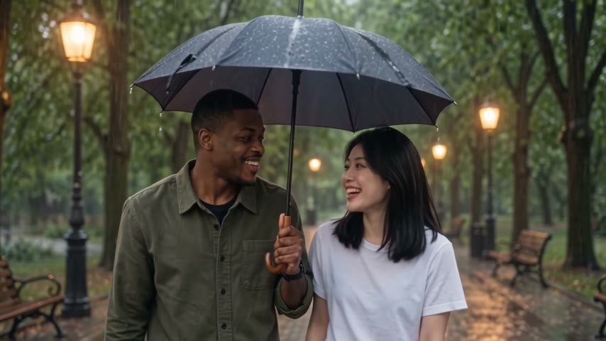 A still from a video made from photos: a walk in the rain