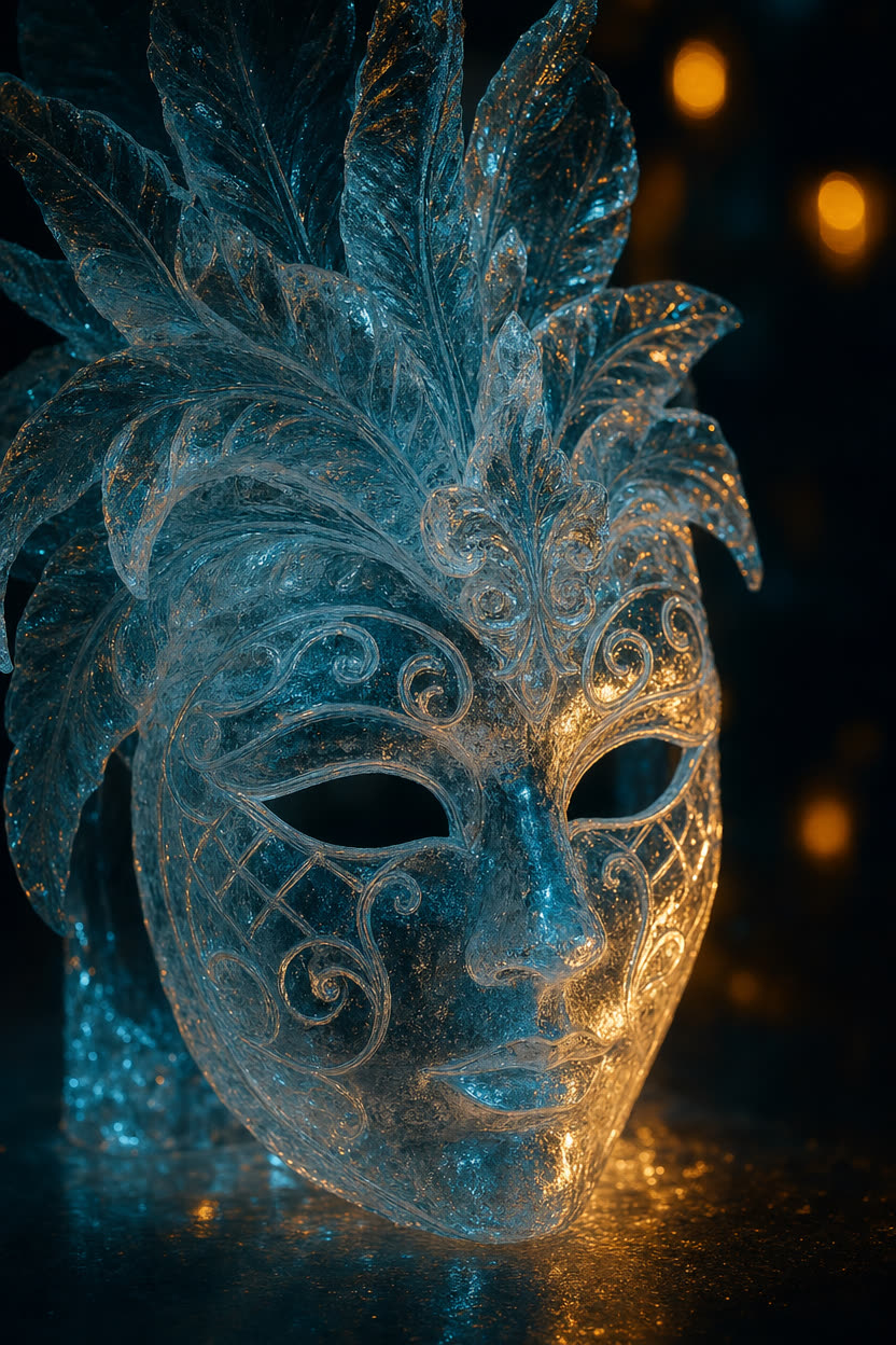 Venetian mask carved from ice
